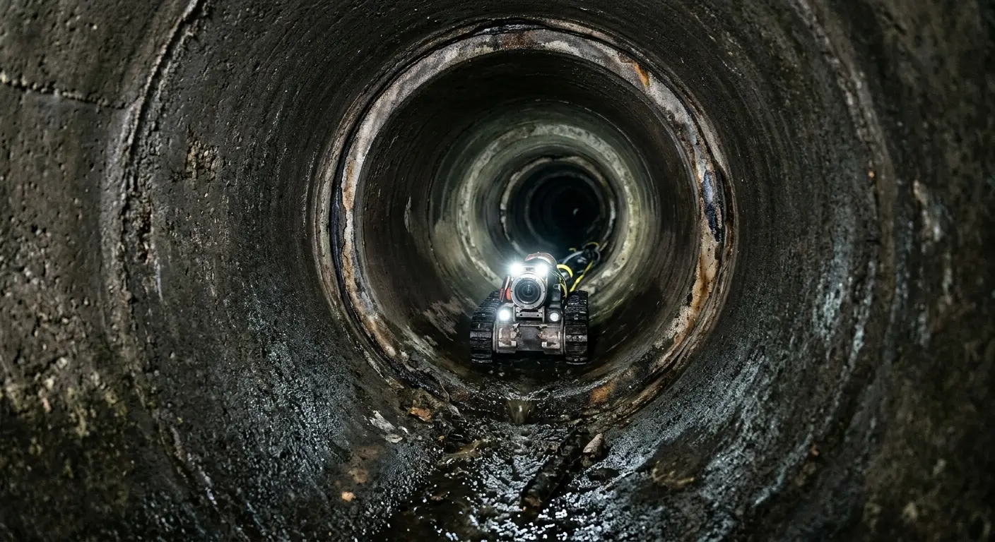 Robotic sewer camera inspecting pipe interior for Sewer Line Cleaning in Mount Zion